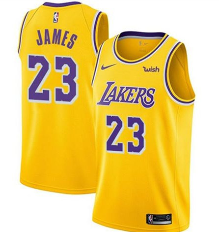 Men's Los Angeles Lakers #23 LeBron James Yellow NBA Stitched Jersey Men's Los Angeles Lakers #23 LeBron James Yellow NBA Stitched Jersey